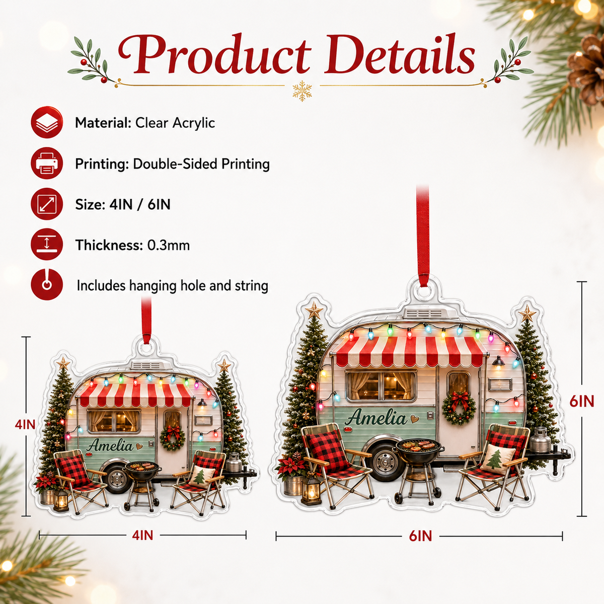 Camping Personalize Acrylic Dining Camping