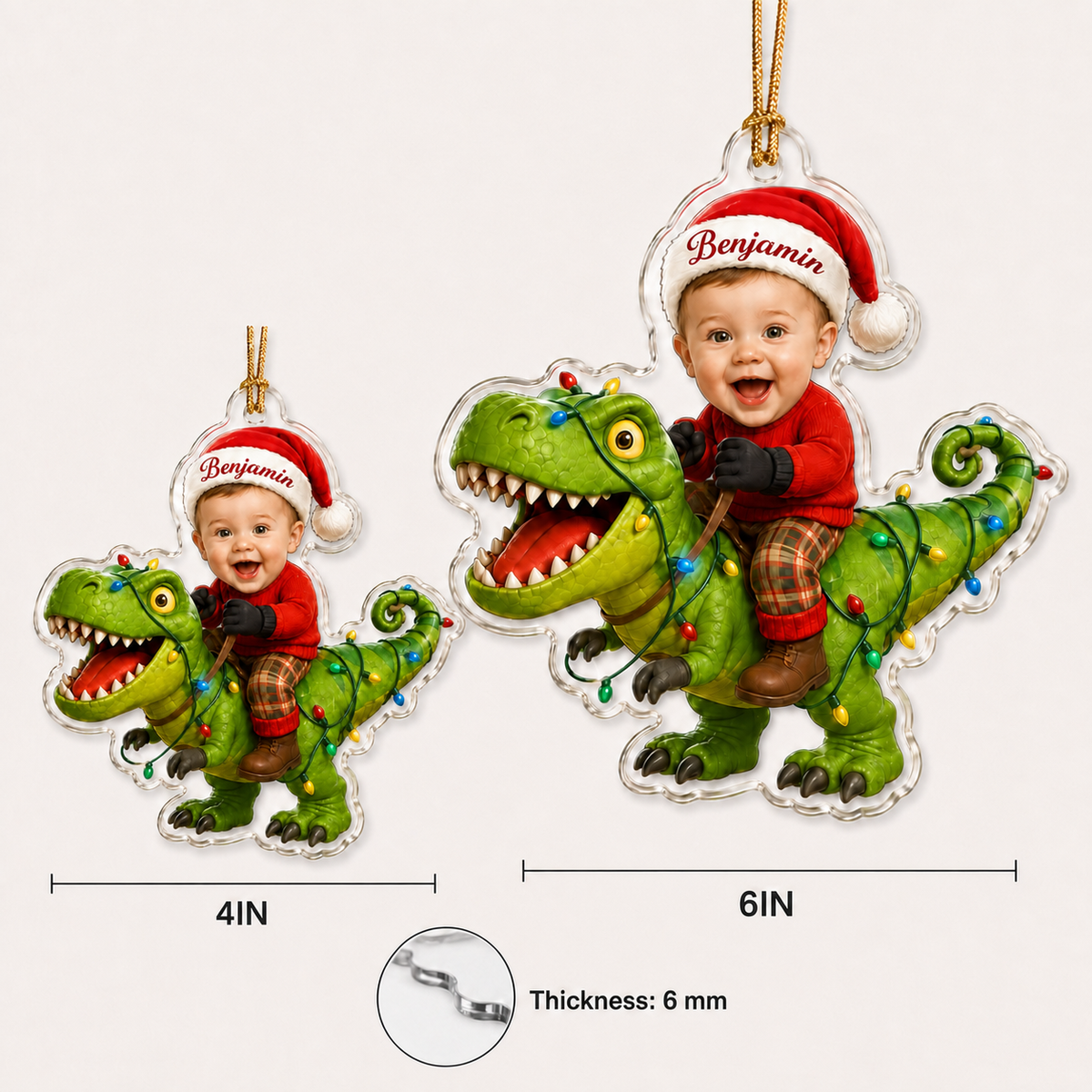 Custom Photo Christmas Dinosaur Baby
