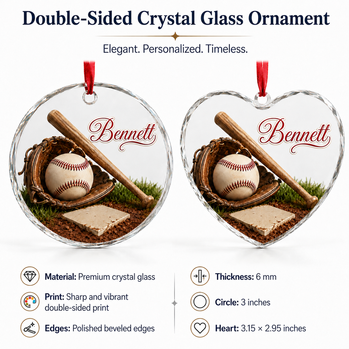 Sports Glass Ornament Baseball
