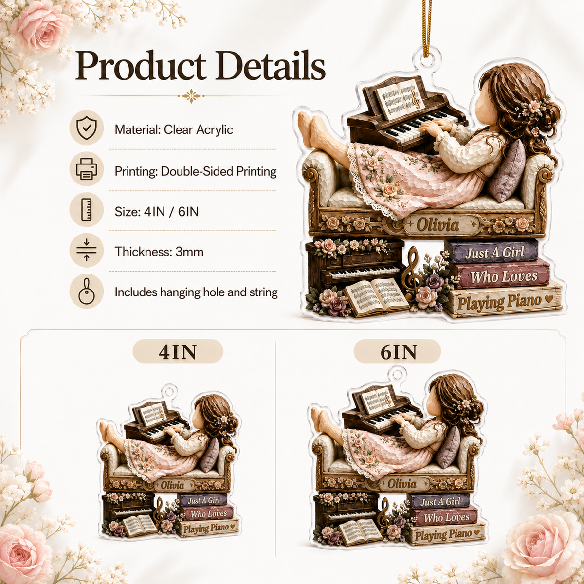 Personalized Just A Girl Hobby Playing Piano