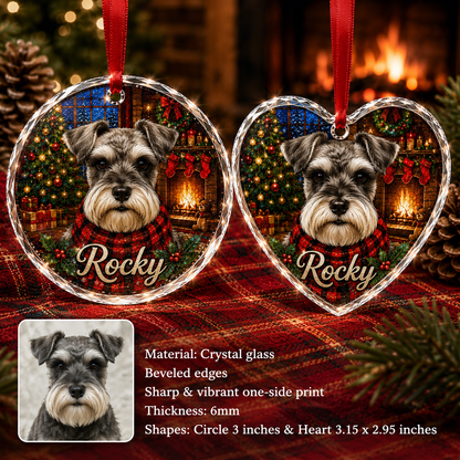 Custom Photo Dog Glass Dog In Christmas House