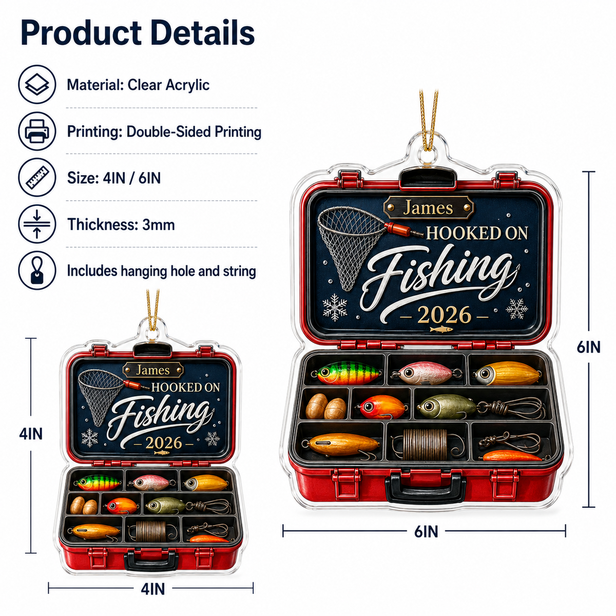 Personalized Fishing Tackle Box Acrylic