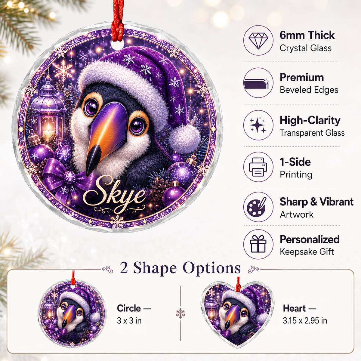 Purple Bird At Christmas Toucan