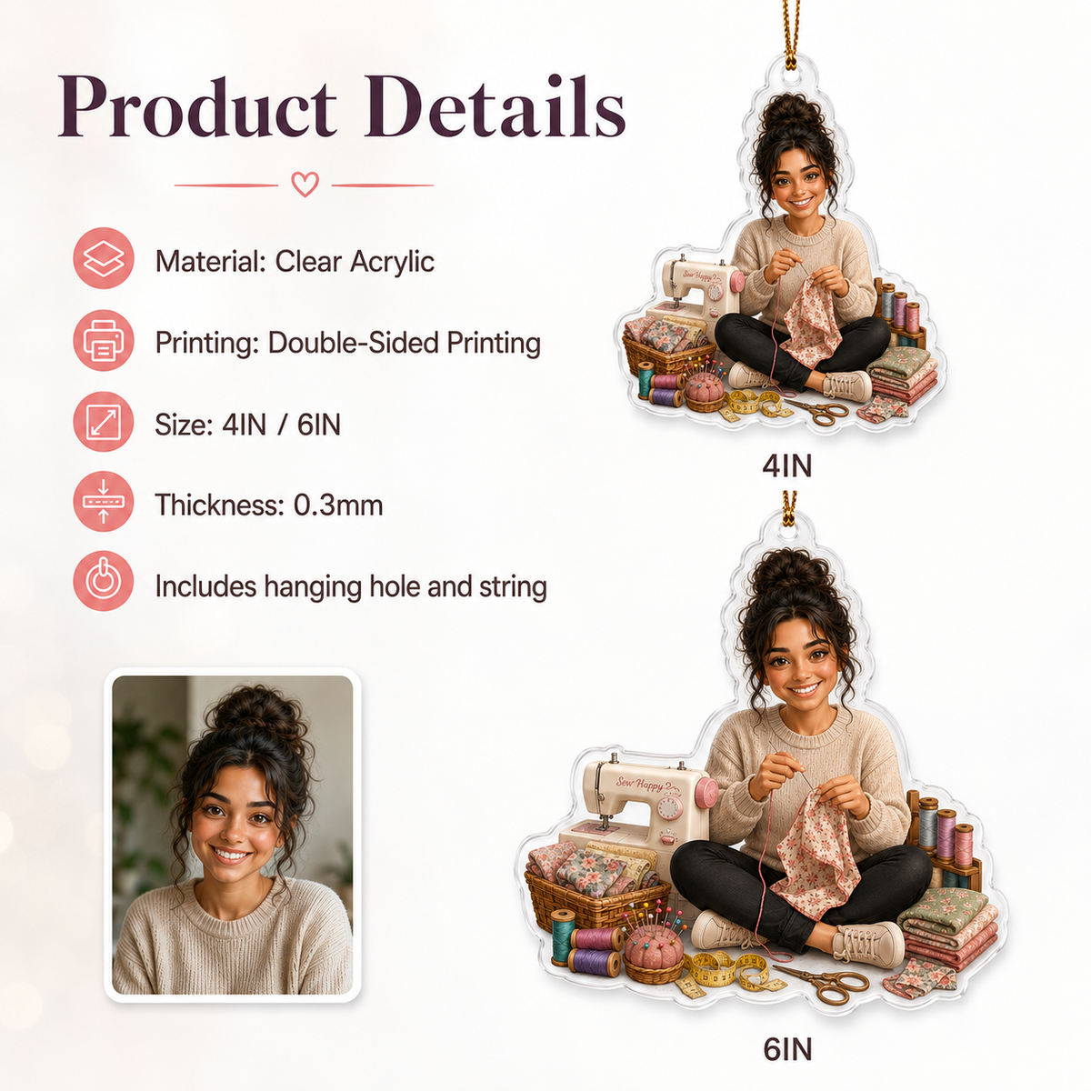 Custom Photo Hobbies Acrylic - Sewing