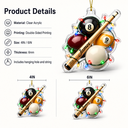 Custom Name Billiards Holiday Break Acrylic