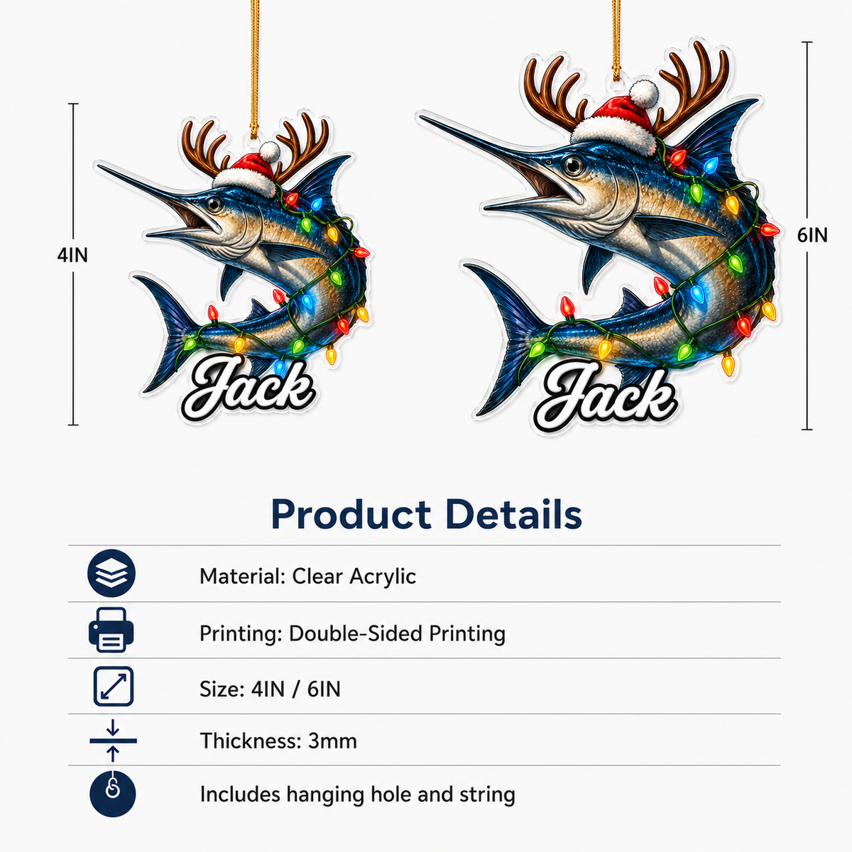 Fishing Christmas Lights Swordfish Acrylic