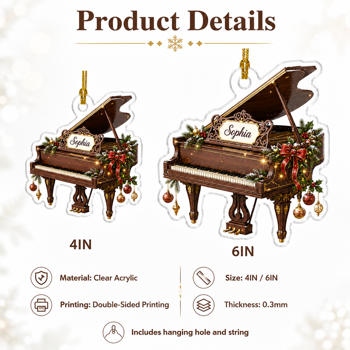 Piano Custome Name Acrylic Style 6