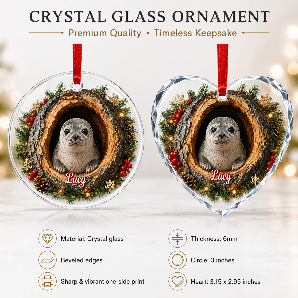 Animal Glass Ornament Tree Hollow Seal