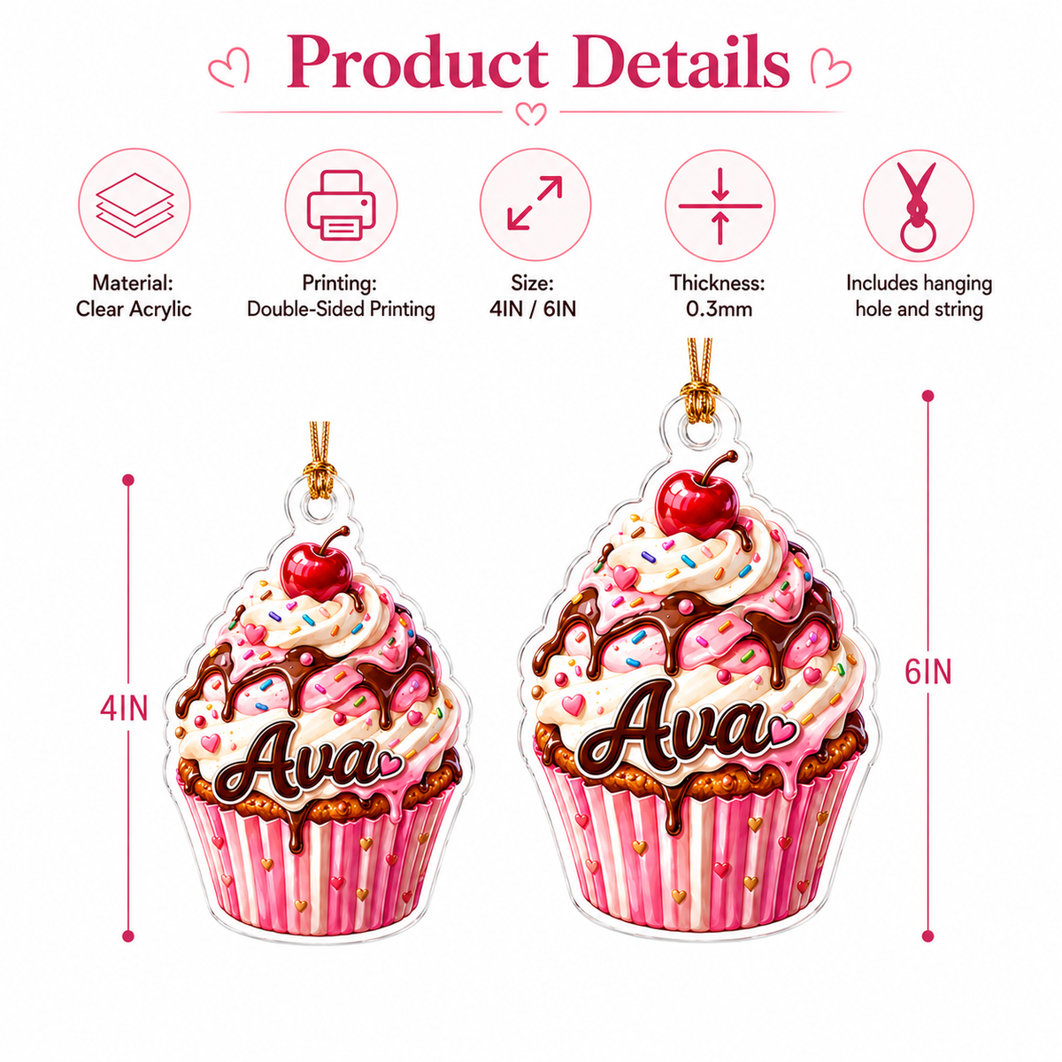 Custom Dessert Cupcake Acrylic