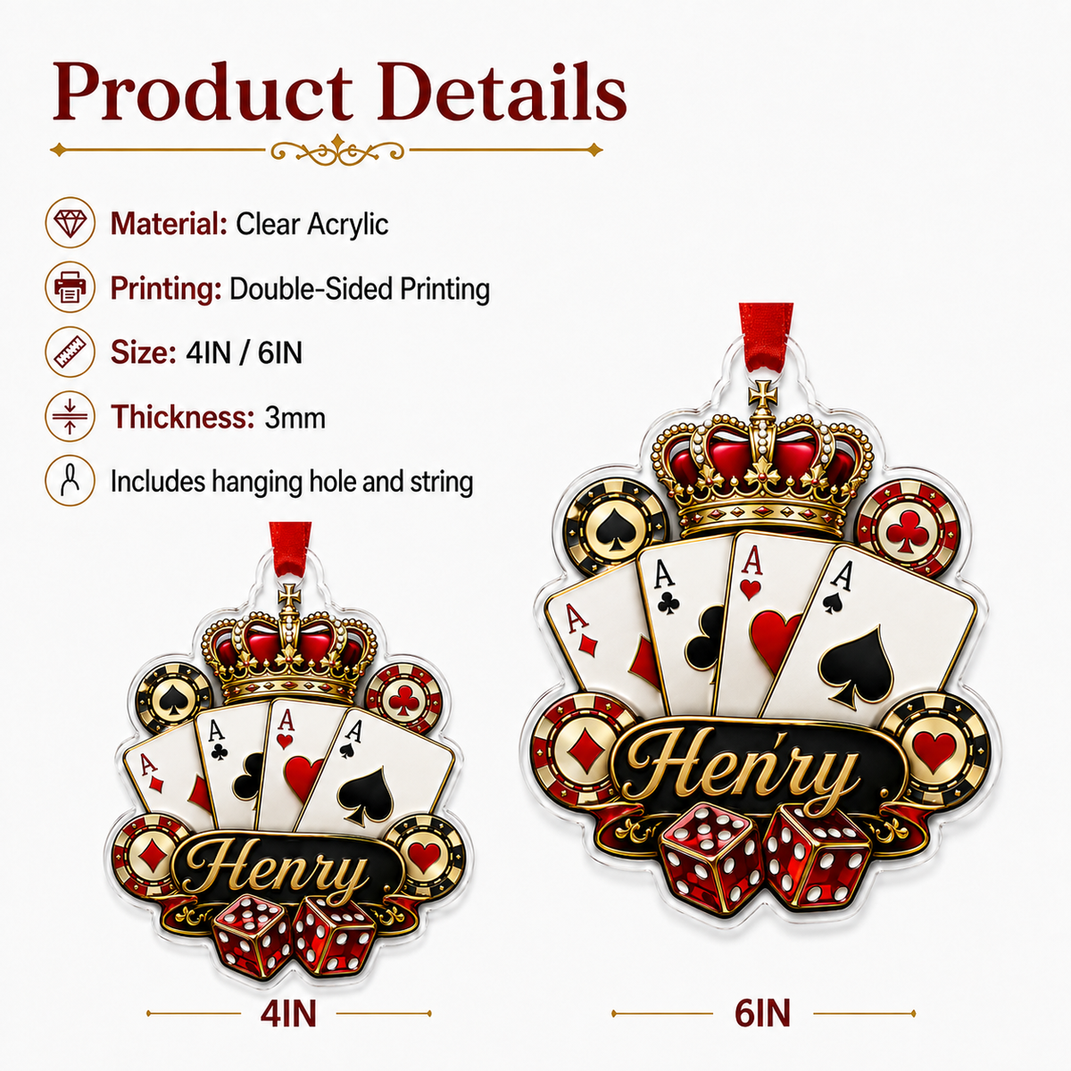 Pocker Custome Name Acrylic King Pocker