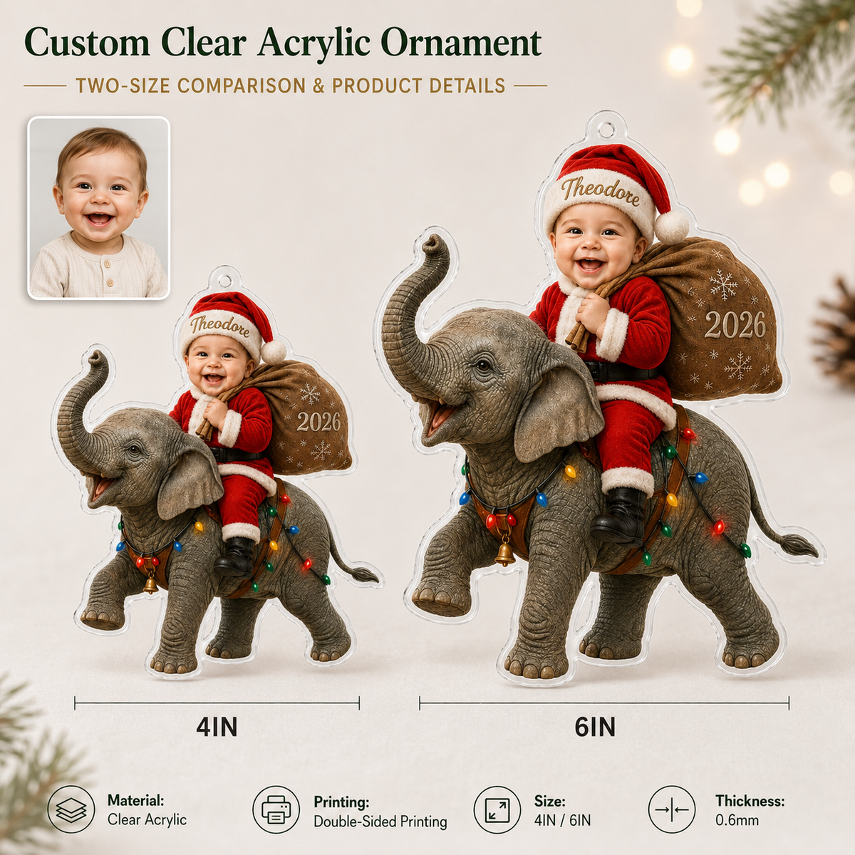 Custom Photo Baby Animal Elephant