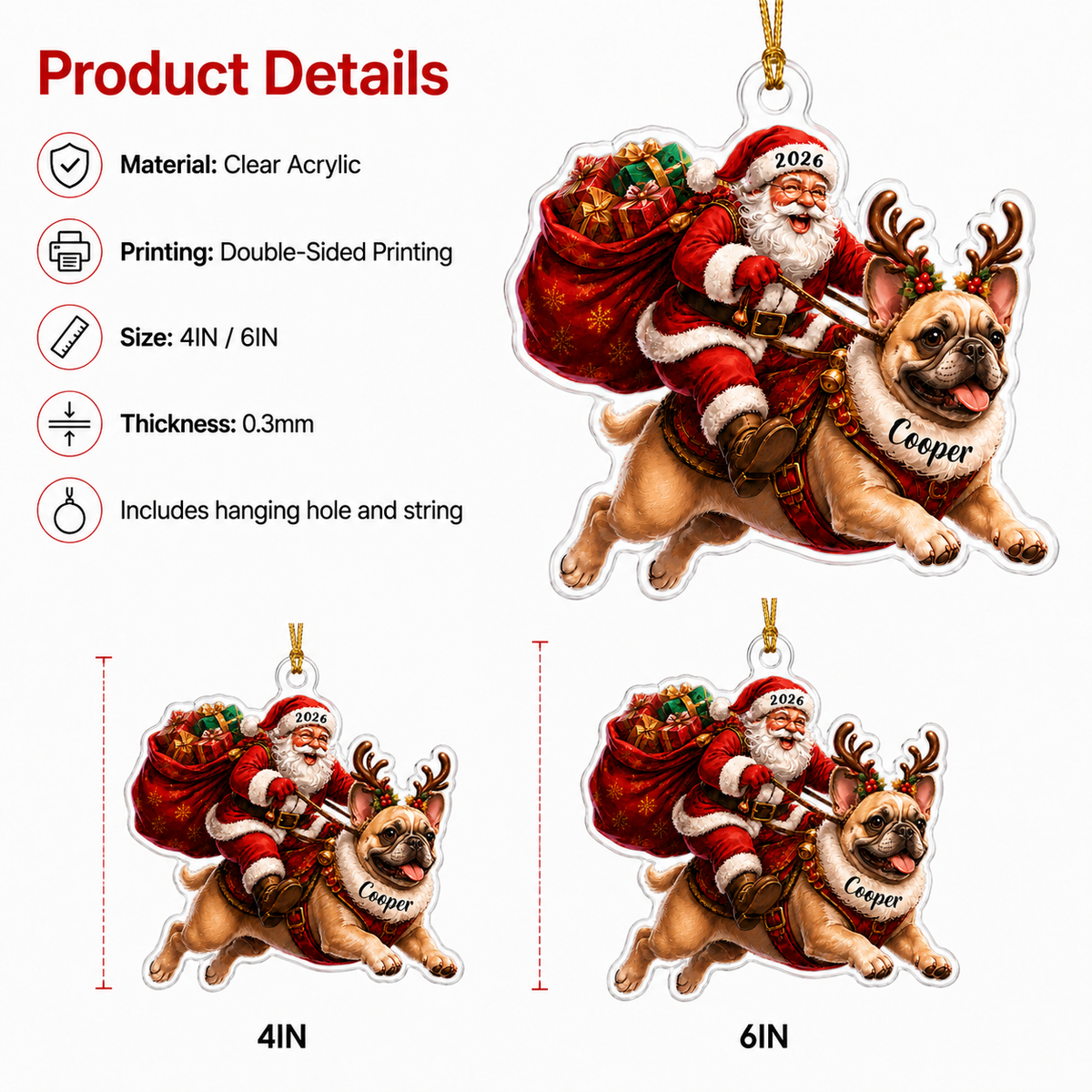 Santa Claus and Dog French Bulldog