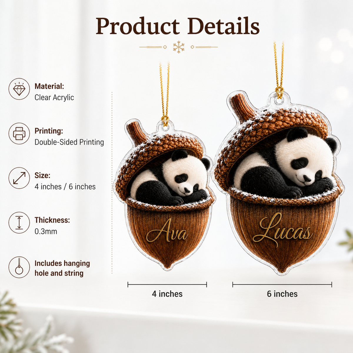 Animal Tree Decor Acrylic Panda