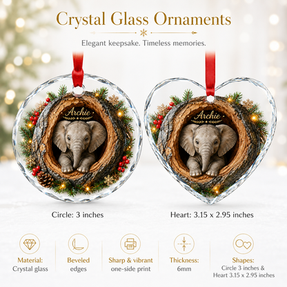 Animal Glass Ornament Tree Hollow Elephant