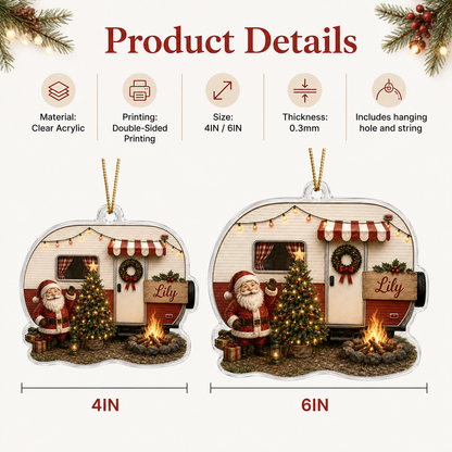 Camping Personalize Acrylic Santa Mobile Home