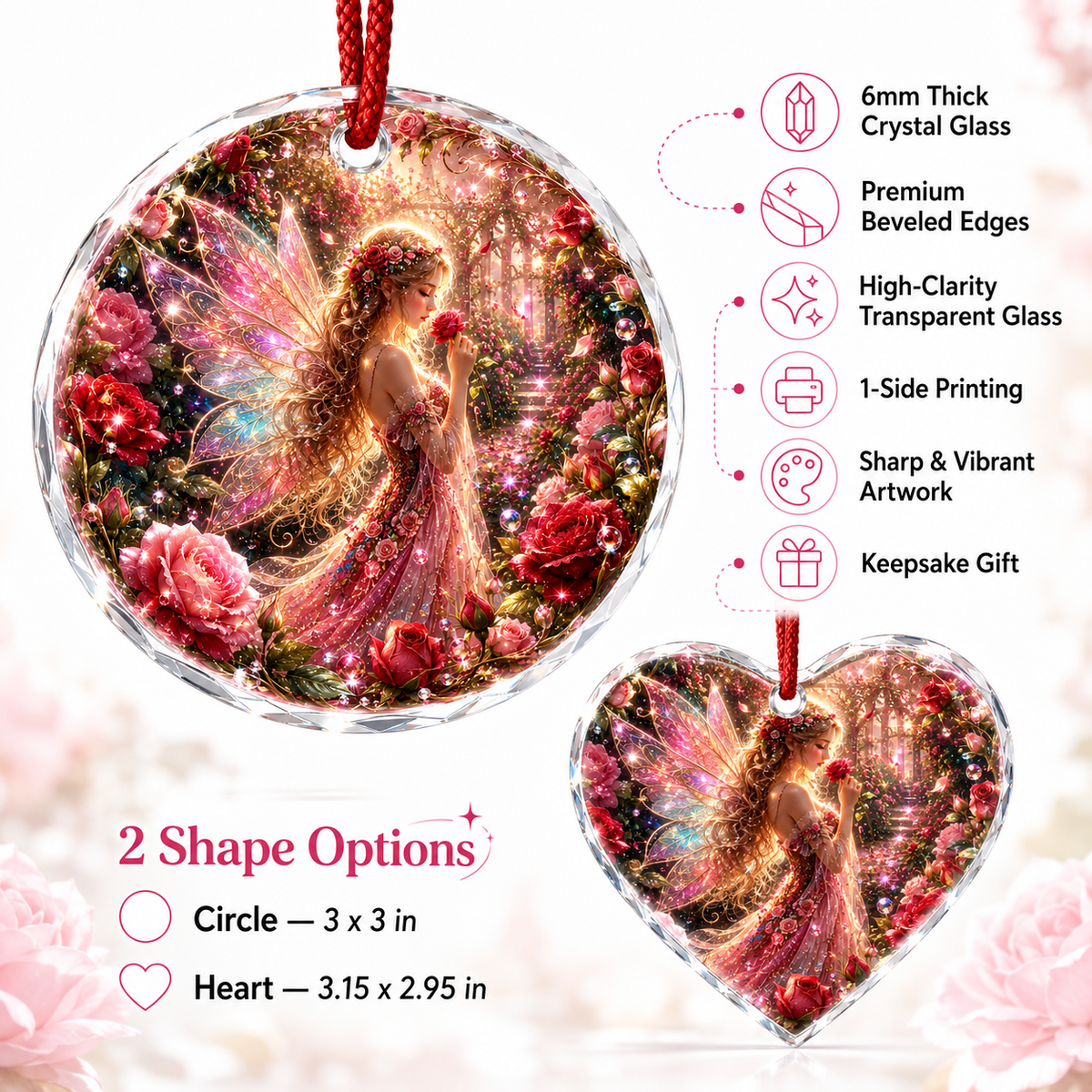 Fairy Glass Ornament Rose Garden Fairy