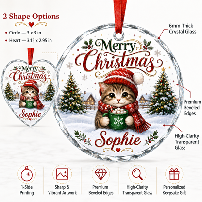 Christmas Glass Animal Cat