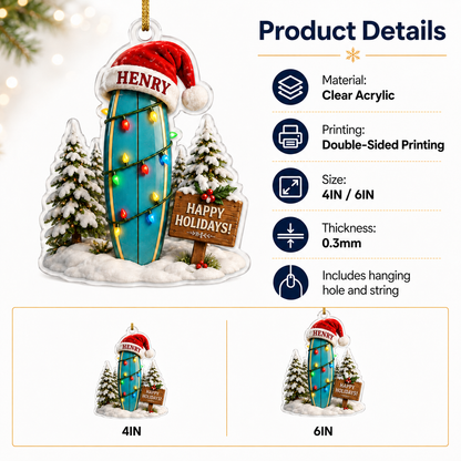 Surfing Personalize Acrylic Holiday Surf