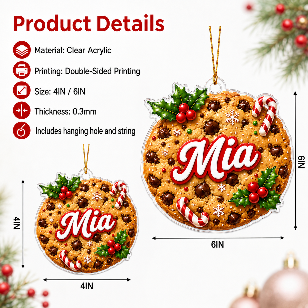 Custom Name Food Acrylic - Chocolate Chip Cookie