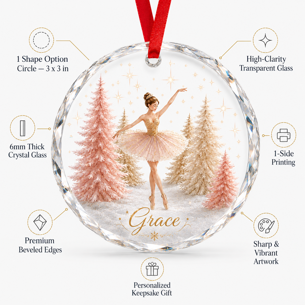 Personalized Dancing Glass Pink Ballerina