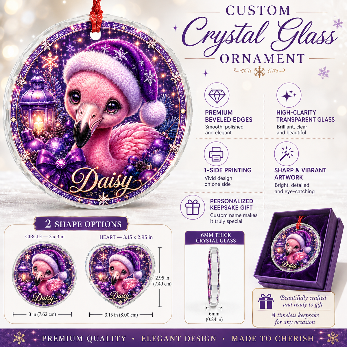 Purple Bird At Christmas Flamingo