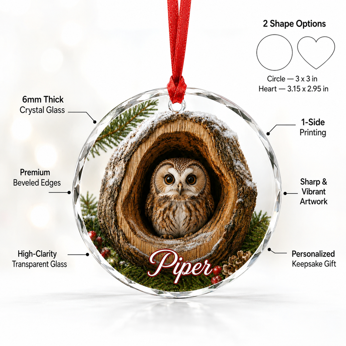 Glass ornament Animal Owl
