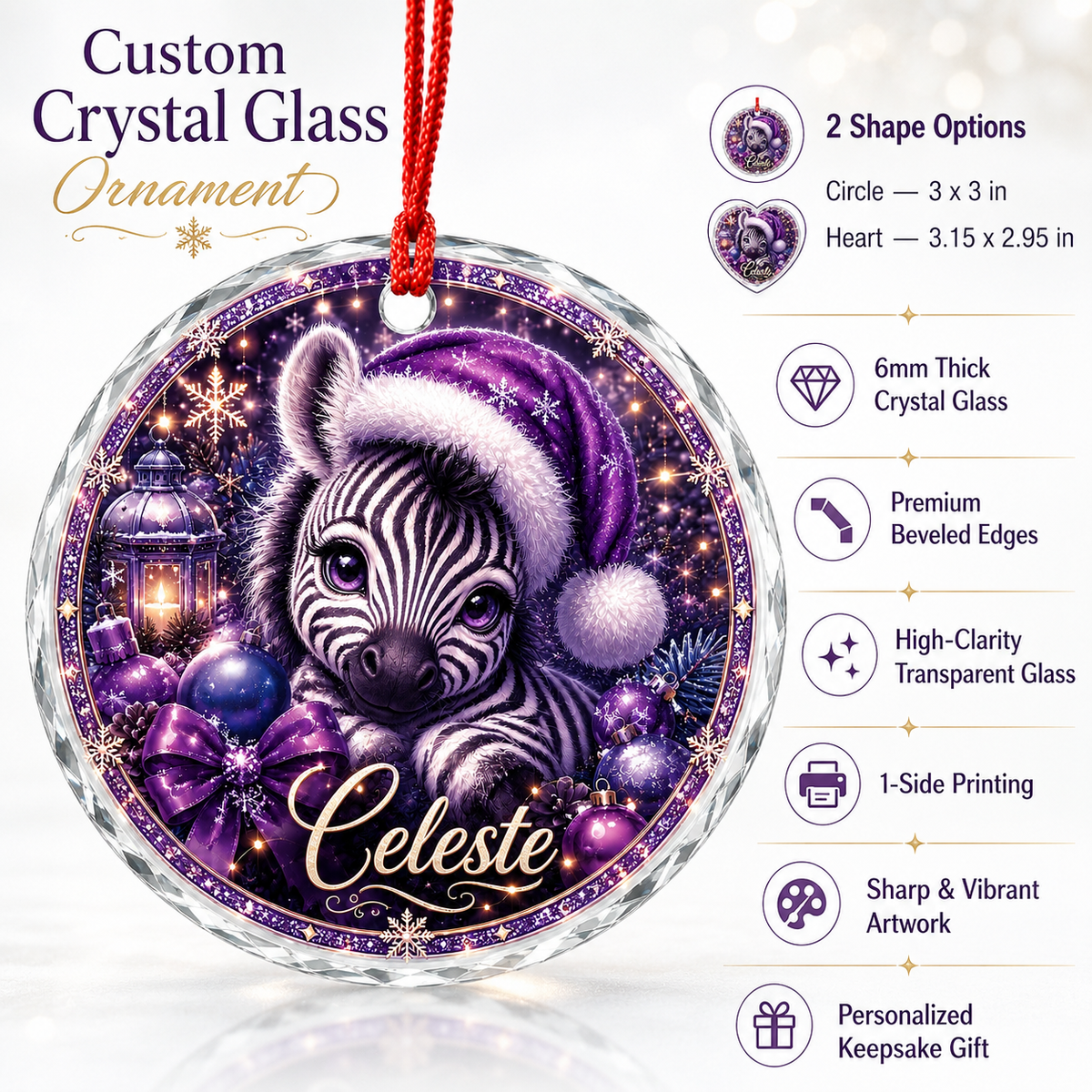 Purple Animal At Christmas Zebra