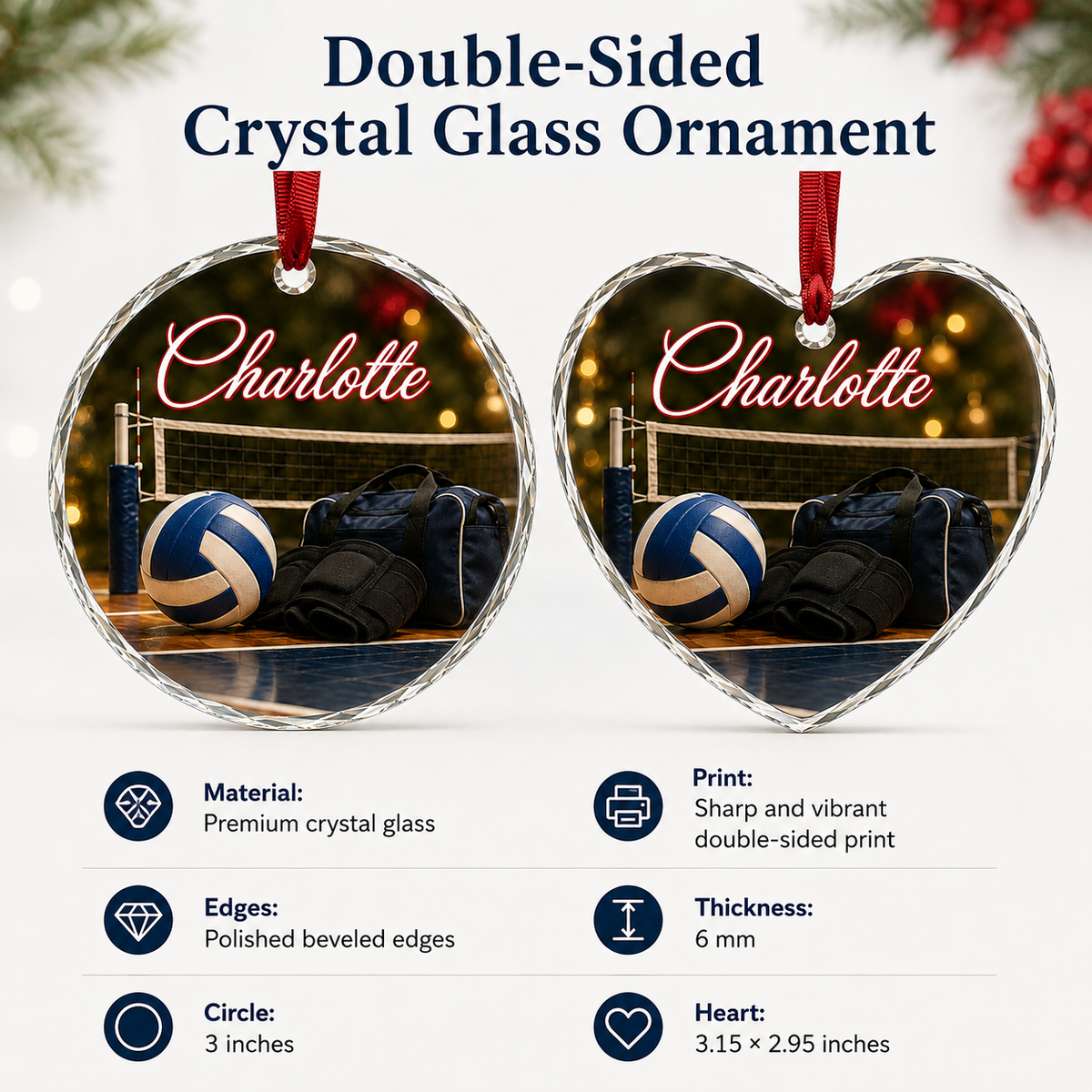 Sports Glass Ornament Volleyball