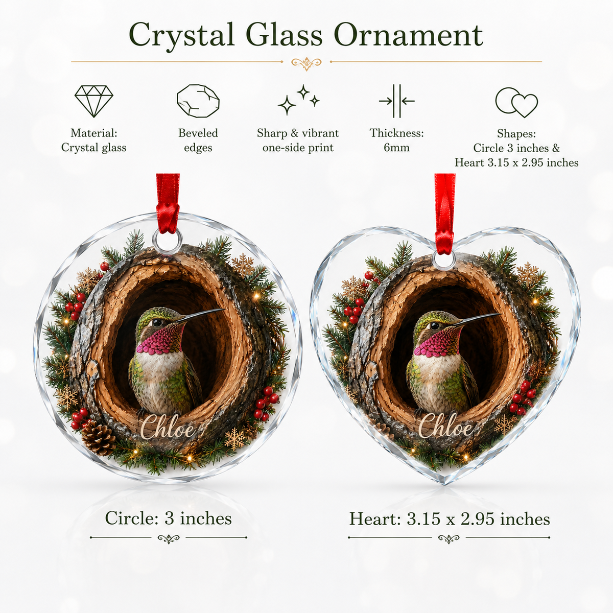 Animal Glass Ornament Tree Hollow Hummingbird