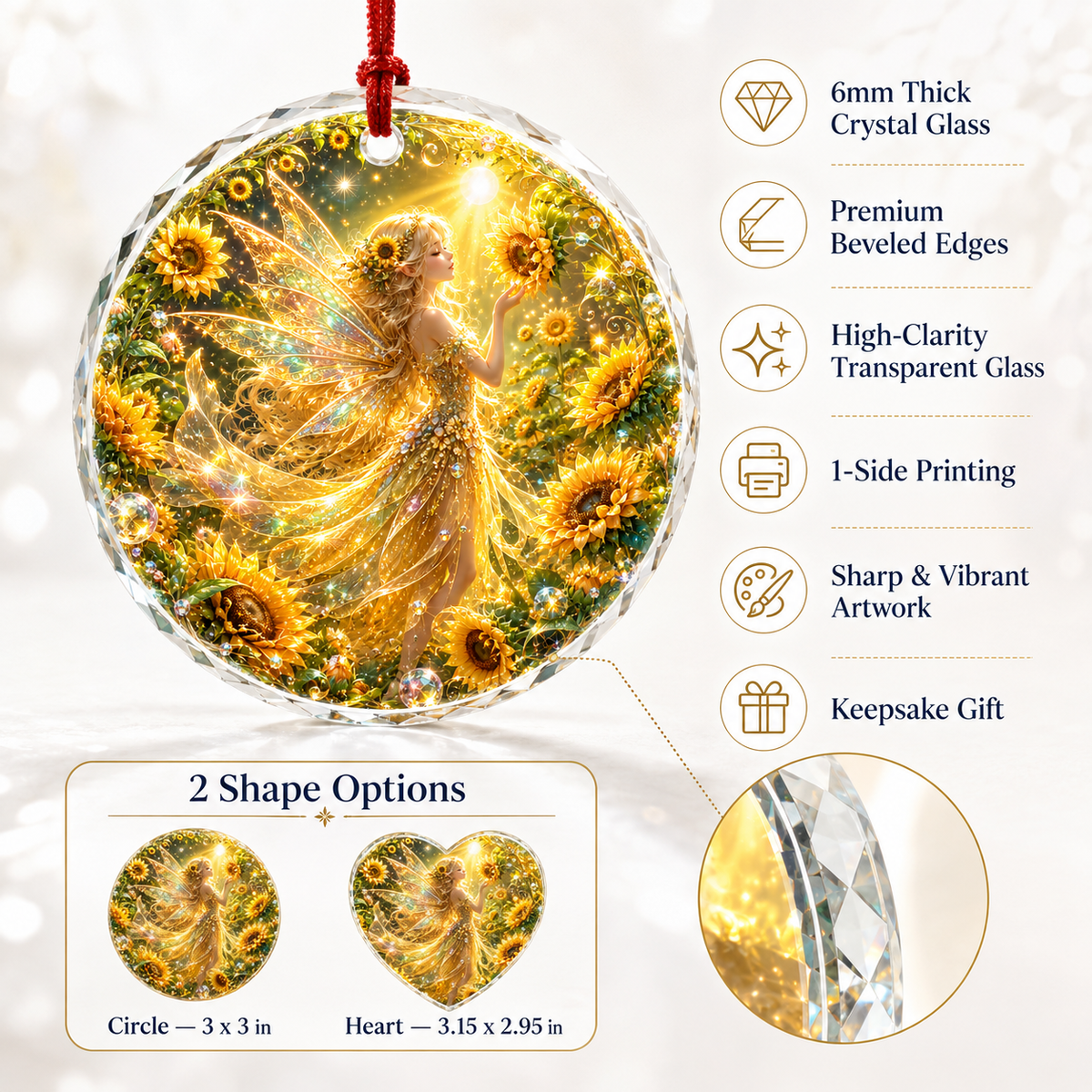 Fairy Glass Ornament Sunflower Fairy