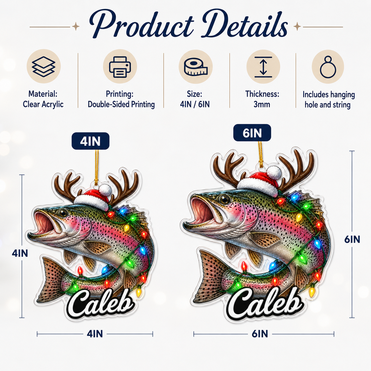 Fishing Christmas Lights Rainbow Trout Acrylic