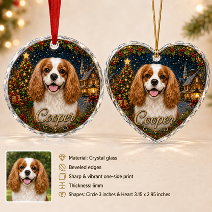 Custom Photo Dog Glass At Christmas Night