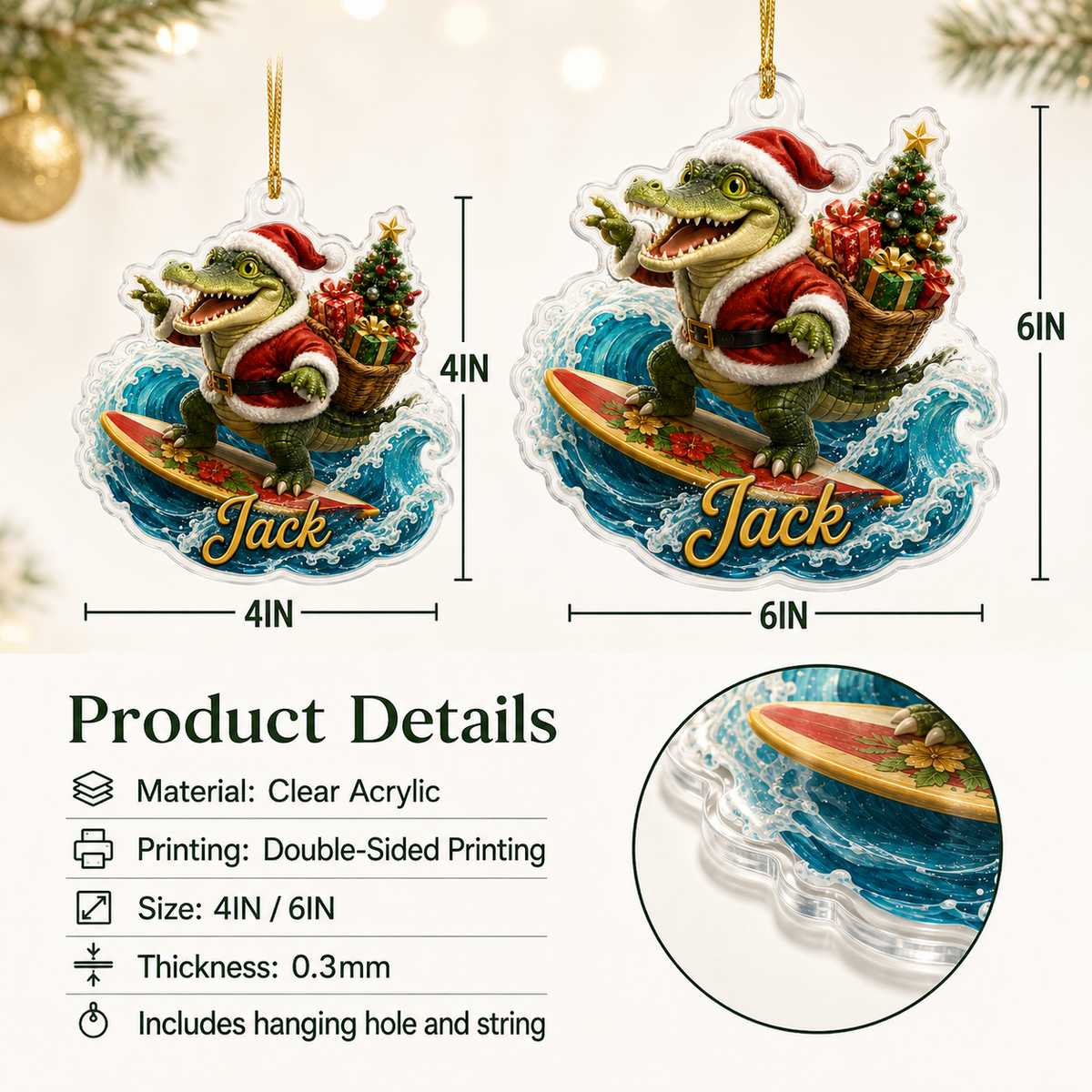 Surfing Personalize Acrylic Crocodile Surfing