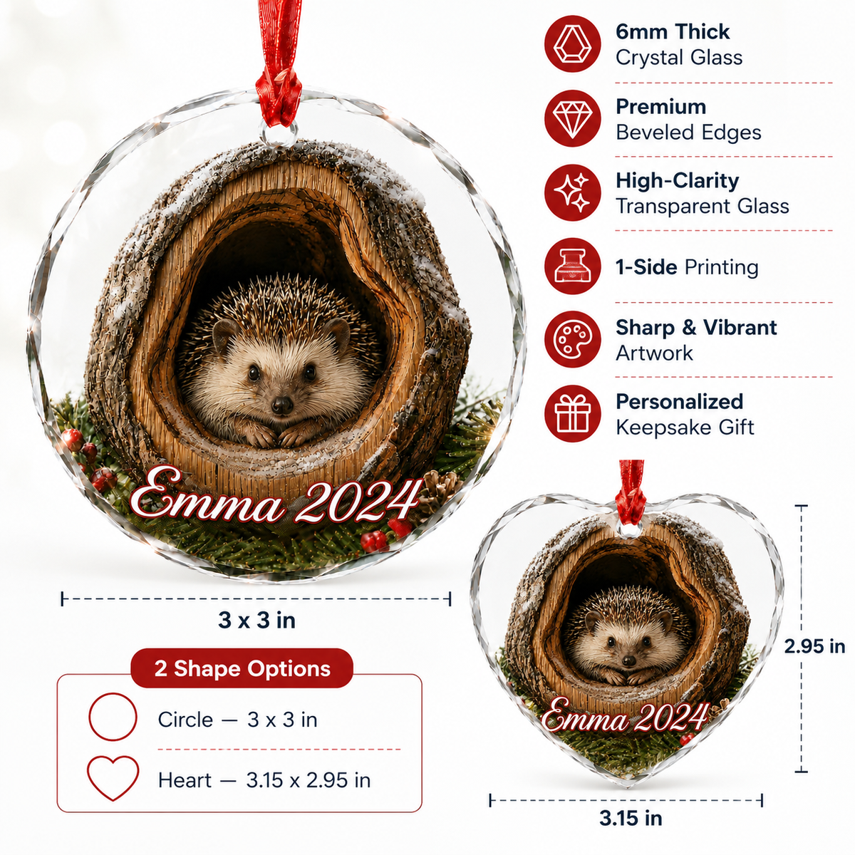 Glass ornament Animal Hedgehog
