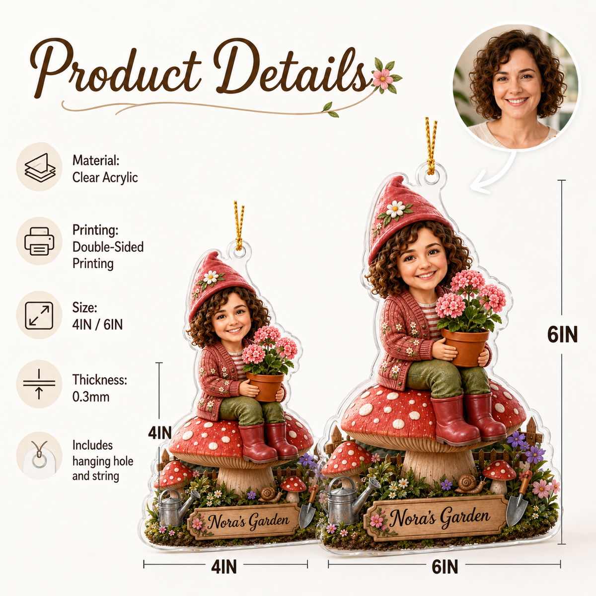 Custom Gardening Photo Garden Gnome Acrylic