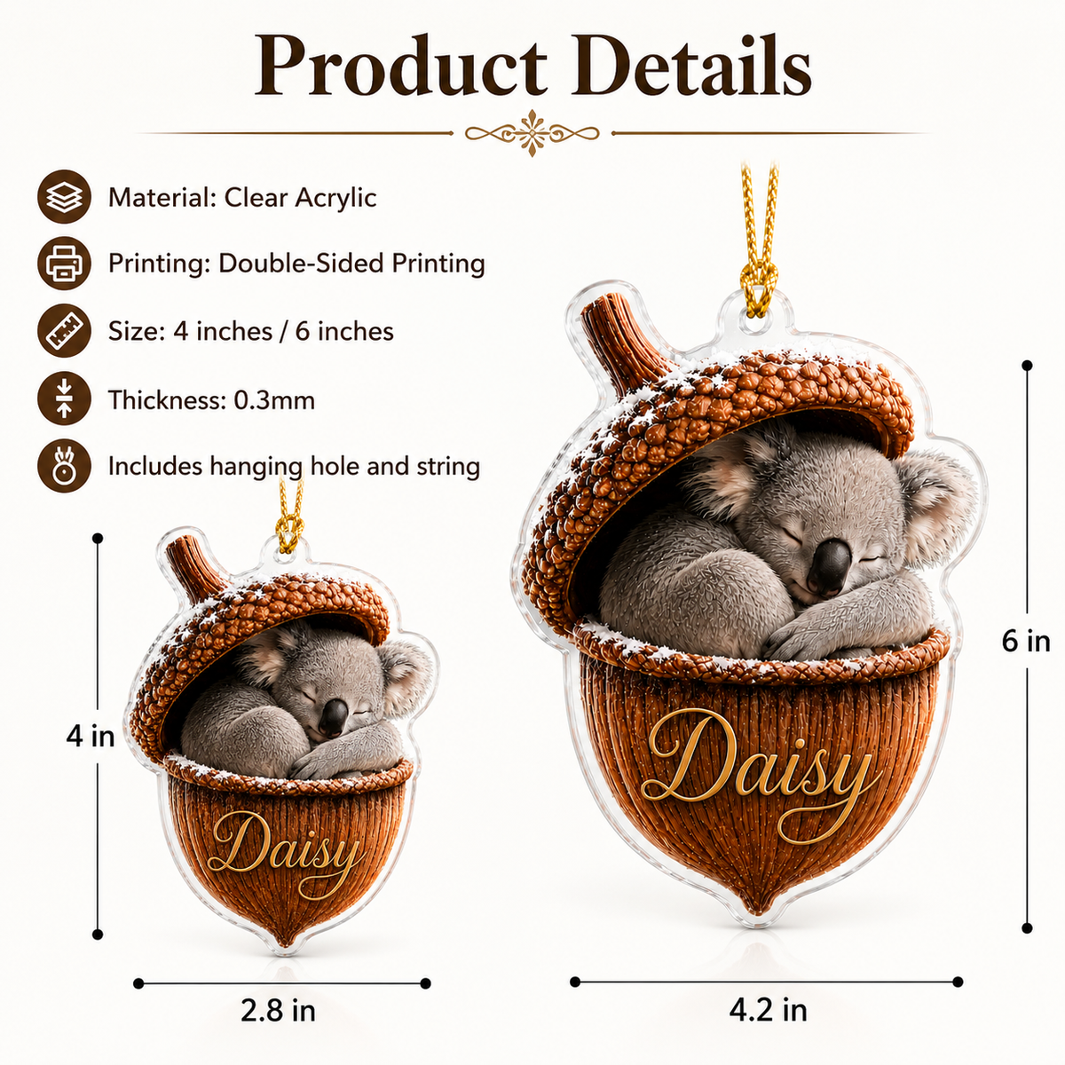 Animal Tree Decor Acrylic Koala