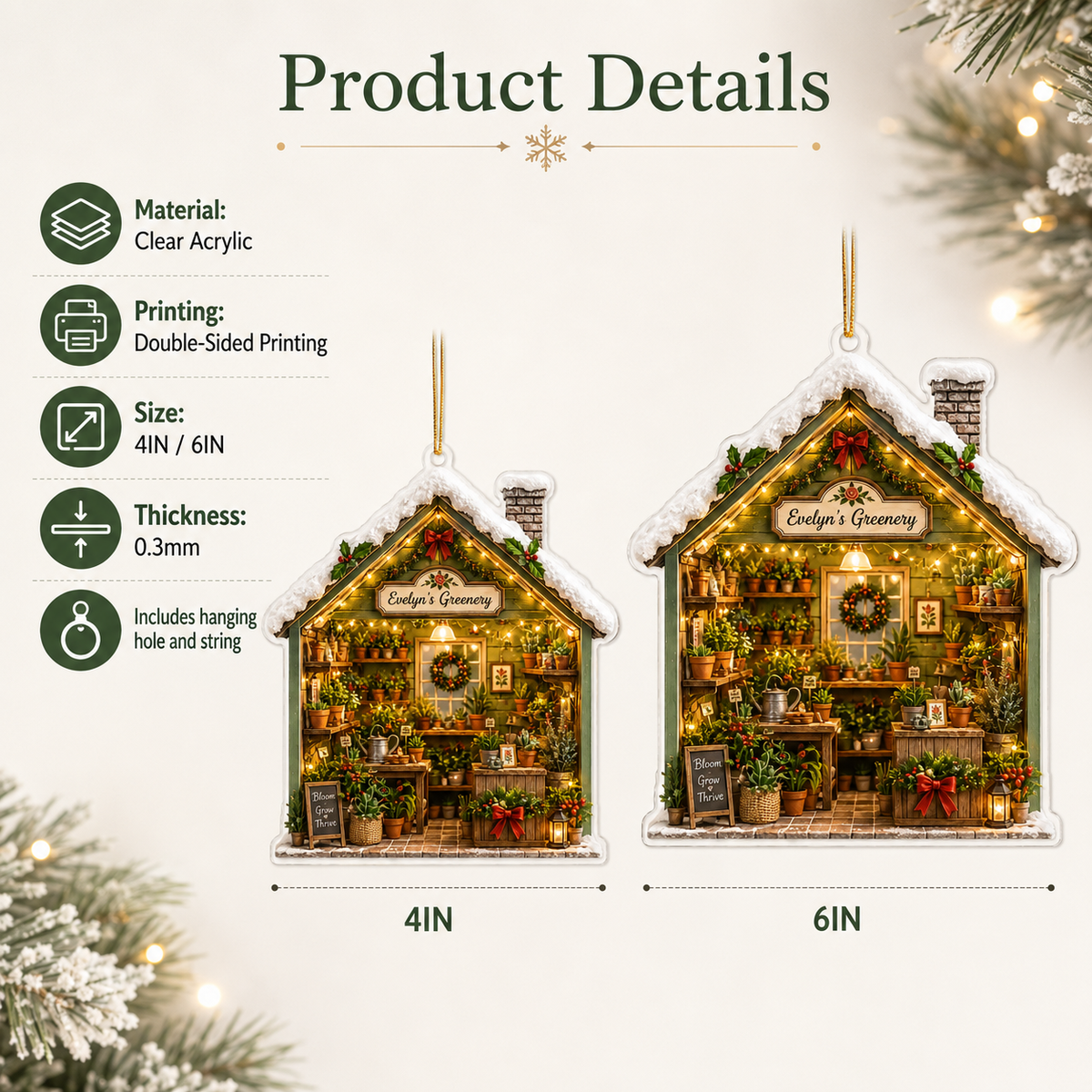 Custom Gardening Winter Plant Studio Acrylic