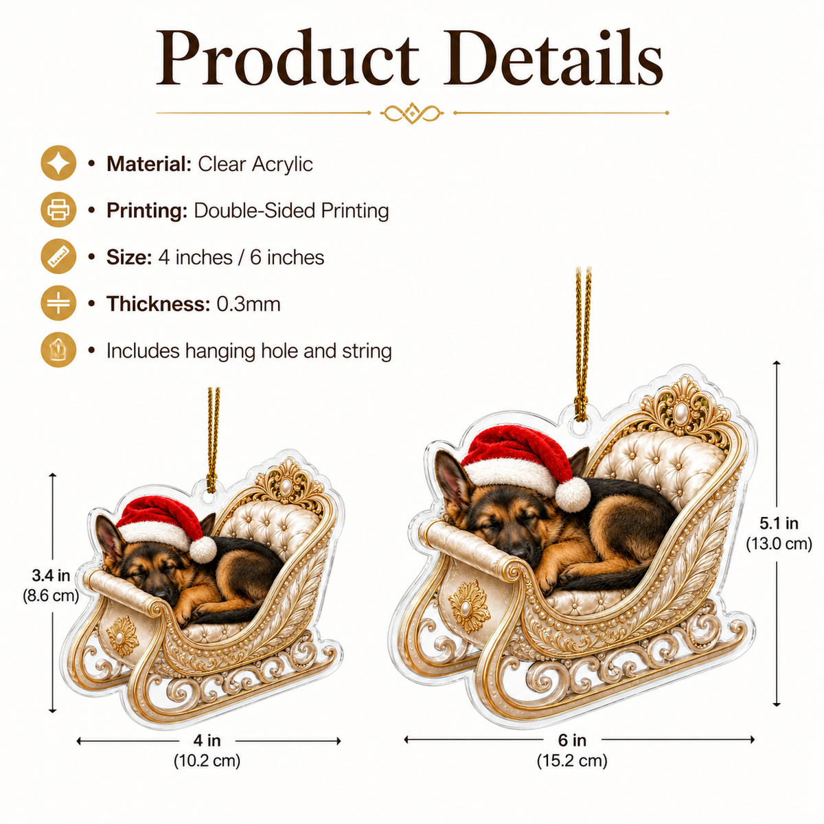 Dog Christmas Sleigh German Shepherd