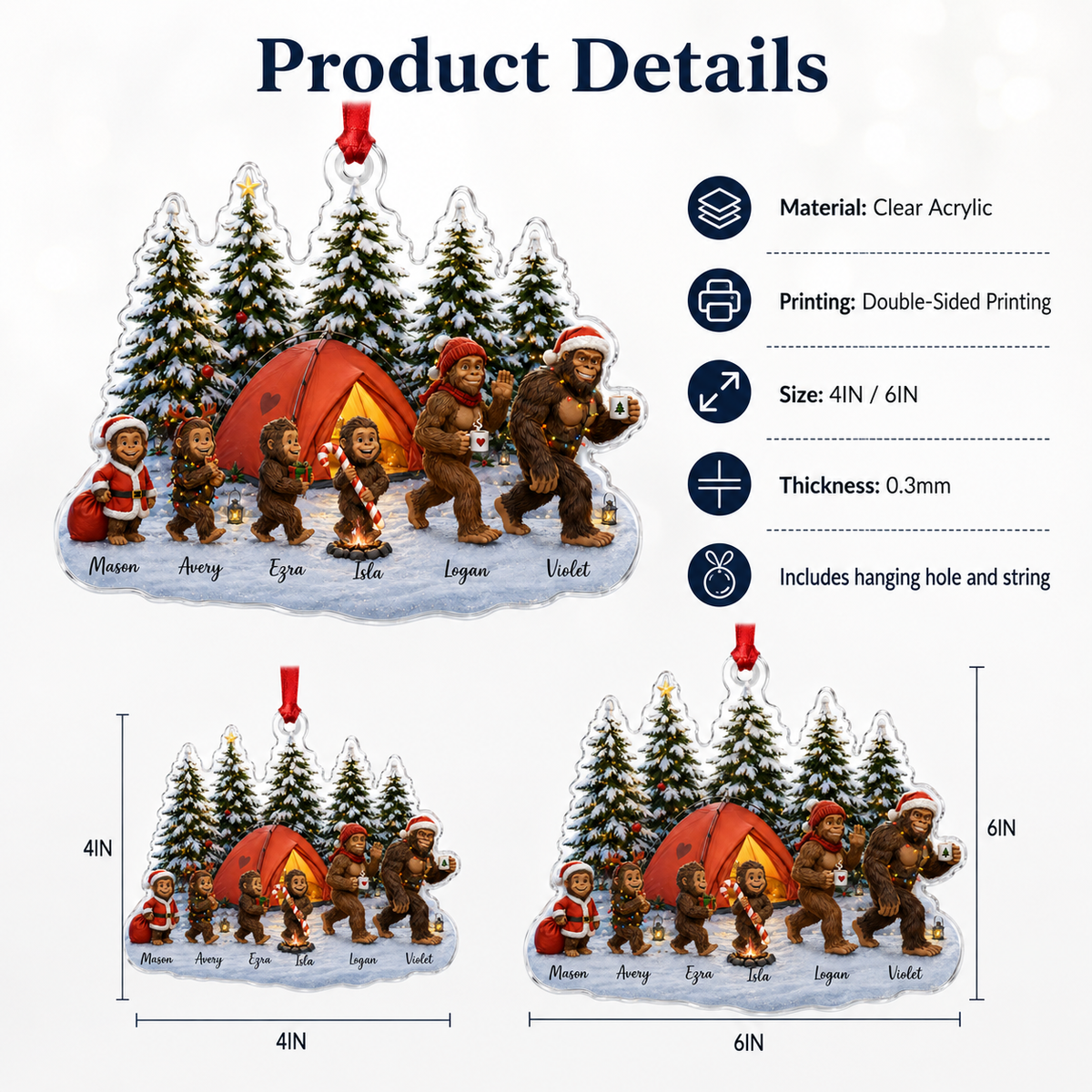 Camping Personalize Acrylic Christmas Gibbon