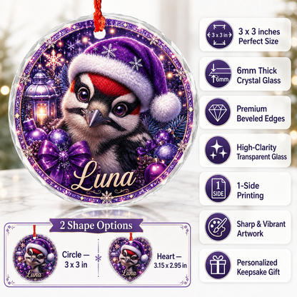 Purple Bird At Christmas Woodpecker