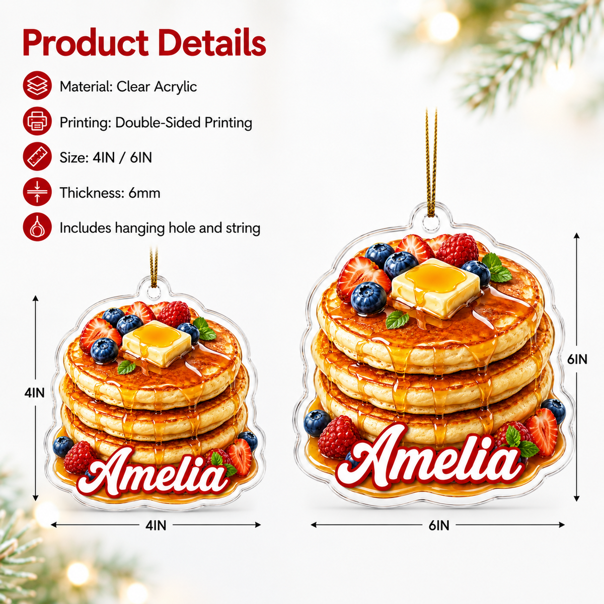 Breakfast Custom Name Classic Pancakes Acrylic