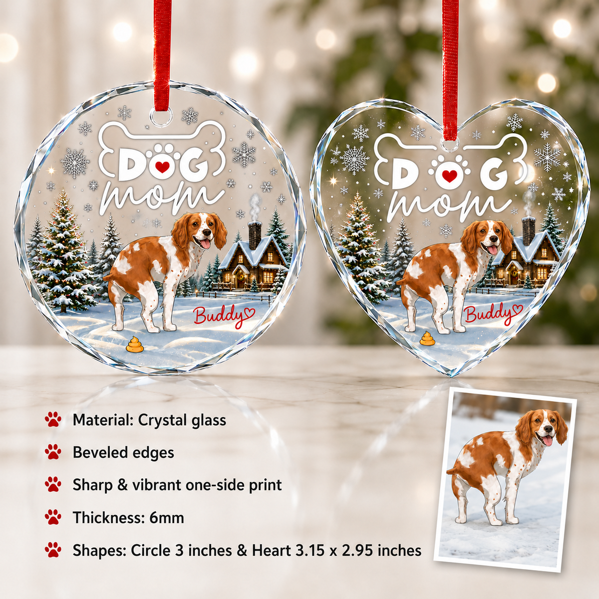 Custom Photo Dog Glass Dog In Christmas Village