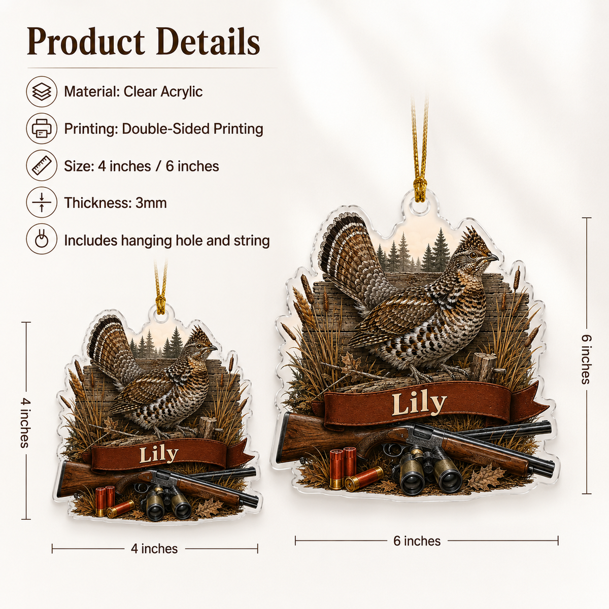 Animal Acrylic Ruffed Grouse