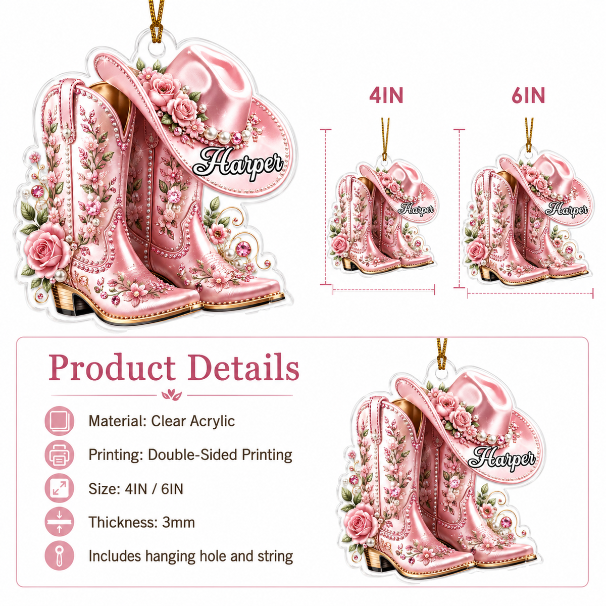 Personalized Boost Floral Cowgirl Acrylic