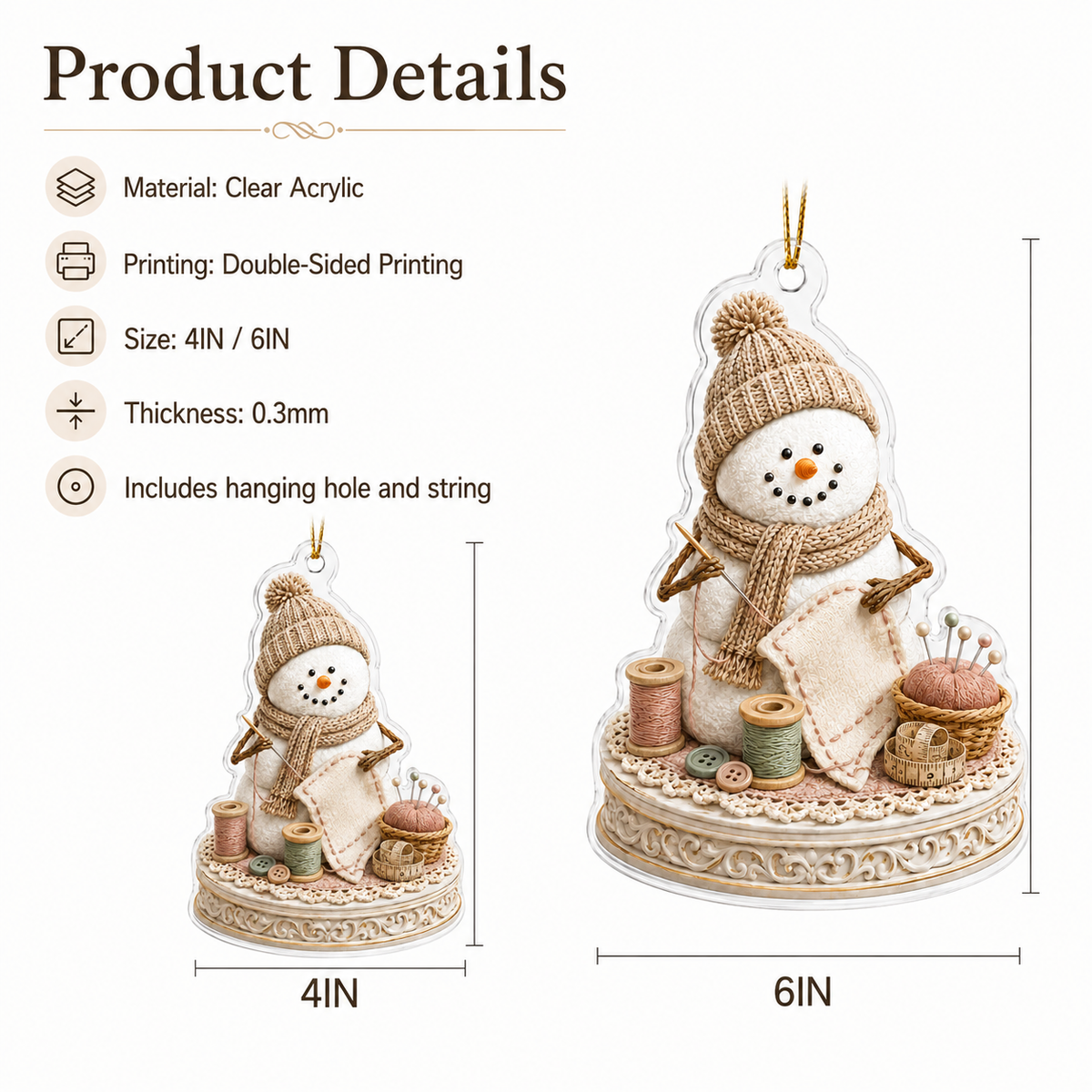 Snowman Hobbies Acrylic Sewing
