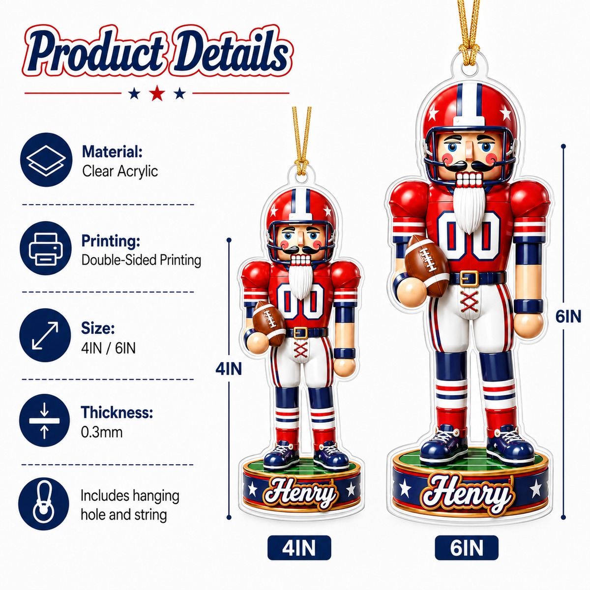 Sports Nutcracker American Football Acrylic