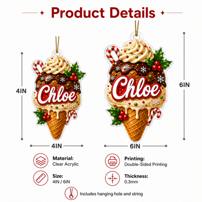 Custom Name Food Acrylic - Ice Cream Cone