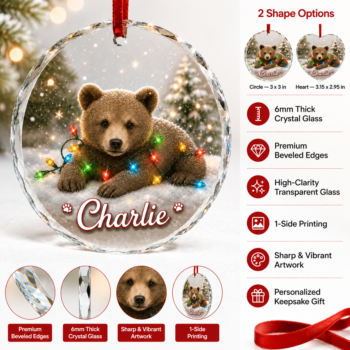 Glass Animal Led Light Bear