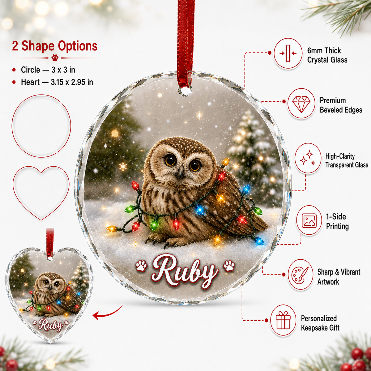 Glass Animal Led Light Owl