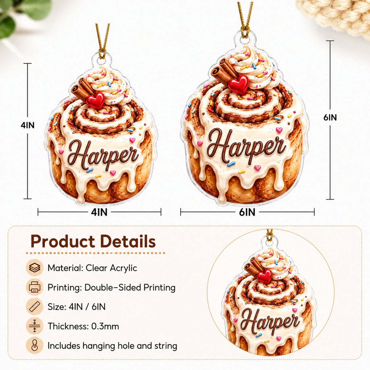 Custom Dessert Cinnamon Roll Acrylic